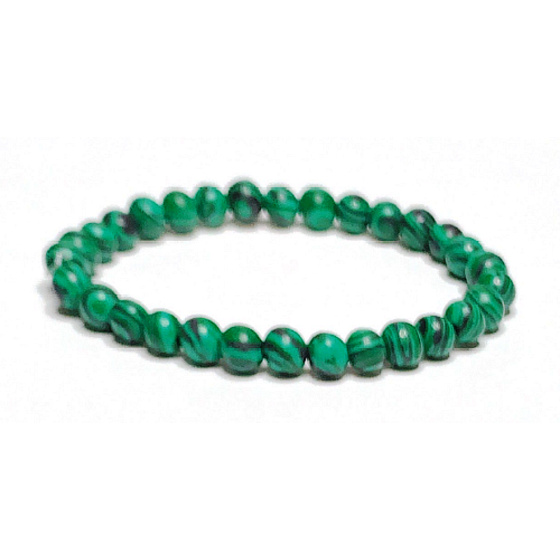 Malachit náramek elastický, kulička 6 mm / 16 - 17 cm, kámen splněných přání