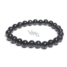 Goldstone modrý Avanturin náramek elastický, kulička 8 mm / 16 - 17 cm, kámen ambicí