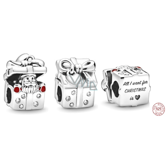 Charm Sterlingové stříbro 925 Santa v dárkové krabici, korálek na náramek Vánoce Charm Sterlingové stříbro 925 Santa v dárkové krabici, korálek na náramek Vánoce