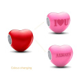 Charm Sterlingové stříbro 925 Srdce, mění barvu na teplo a nápis, korálek na náramek láska