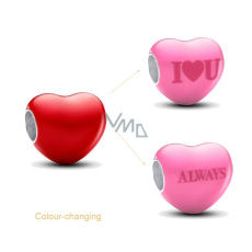 Charm Sterlingové stříbro 925 Srdce, mění barvu na teplo a nápis, korálek na náramek láska