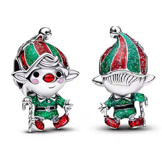 Charm Vánoční skřítek Elf - vánoční Santa Clausův pomocník, korálek na náramek vánoce