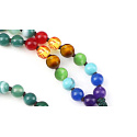 108 Mala 7 čakrový náhrdelník, Achát zelený meditační šperk, přírodní kámen vázaný, elastický, střapec 8 cm, korálek 6 mm