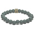 Láva temně zelená s královskou mantrou Óm, náramek elastický přírodní kámen, kulička 8 mm / 16 - 17 cm, zrozen ze čtyř živlů