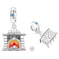 Charm Sterlingové stříbro 925 Teplo domova, krb – klid, bezpečí a návrat k sobě přívěsek na náramek rodina