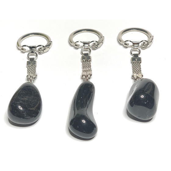 Obsidian Troml přívěsek klíčenka přírodní kámen, cca 10 cm, 1 kus, kámen záchrany