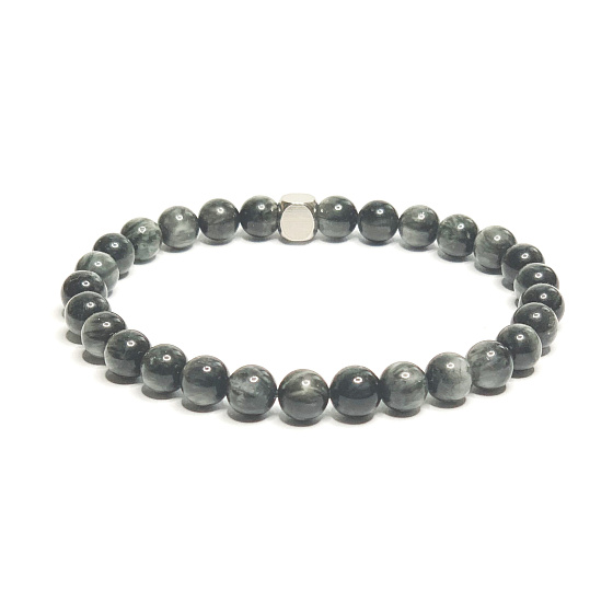 Sokolí oko / Hawk Eye náramek elastický přírodní kámen, kulička 6 mm / 16 - 17 cm, kámen moudrých předků