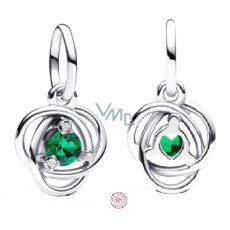 Charm Sterlingové stříbro 925 Zelený kruh věčnosti květen, přívěsek na náramek symbol