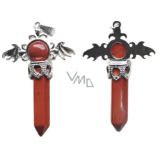 Jaspis kříž ze slitiny a přírodního kamene 5,3 x 3,7 x 12 mm