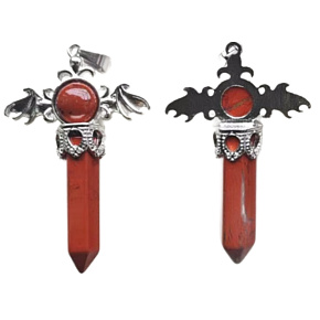 Jaspis kříž ze slitiny a přírodního kamene 5,3 x 3,7 x 12 mm