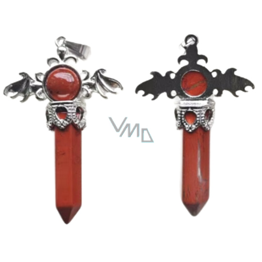 Jaspis kříž ze slitiny a přírodního kamene 5,3 x 3,7 x 12 mm