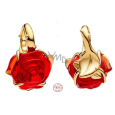 Charm Sterlingové stříbro 925 Disney, Kráska a zvíře červená růže – symbol lásky a kouzla, přívěsek na náramek film