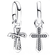 Charm Sterlingové stříbro 925 Mini medailon - Duchovní symbol, Křížek, přívěsek na náramek symbol