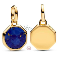 Charm Sterlingové stříbro 925 Mini medailon modrý imitace Lapis lazuli, přívěsek na náramek symbol