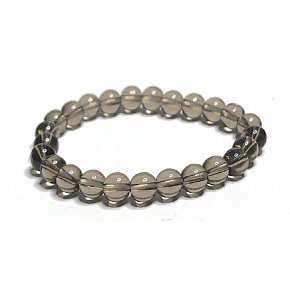 Křemen kouřový náramek elastický přírodní kámen, kulička 8 mm / 16 - 17 cm, nejdokonalejší léčitel