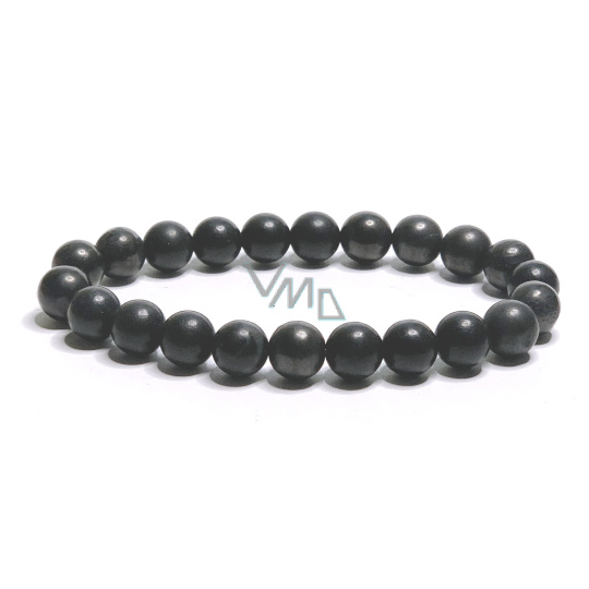 Šungit náramek elastický přírodní kámen, kulička 8 mm / 16 - 17 cm, kámen života Šungit náramek elastický přírodní kámen, kulička 8 mm / 16 - 17 cm, kámen života