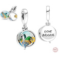 Charm Sterlingové stříbro 925 Miluji Brazílii - Brazilská pláž, 2v1 přívěsek na náramek cestování