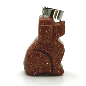 Goldstone zlatý Pes přívěsek ručně broušená figurka 1,8 x 2,5 x 8 mm, kámen ambicí