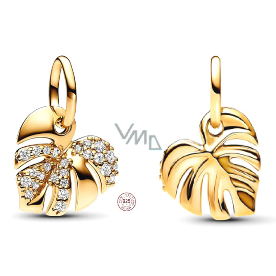 Charm Sterlingové stříbro 925 Tropická rostlina Monstera, přívěsek na náramek rostlina