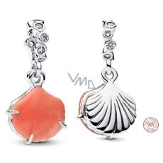 Charm Sterlingové stříbro 925 Mušle 2v1 s korálovou barvou, přívěsek na náramek příroda Charm Sterlingové stříbro 925 Mušle 2v1 s korálovou barvou, přívěsek na náramek příroda