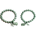 Nefrit Barmský náramek elastický z přírodního kamene jednorožec, kulička 6 mm / 16 - 17 cm, kámen klidu
