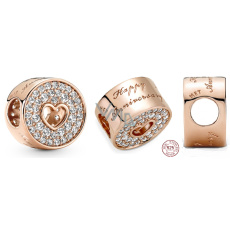 Charm Sterlingové stříbro 925 Rose – Šťastné výročí, stopper, klipový korálek na náramek láska