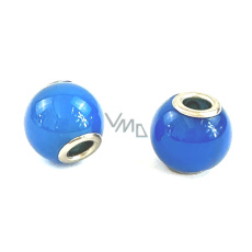 Achát modrý, korálek přívěs kulatý přírodní kámen 14 mm, otvor 4,2 mm 1 kus