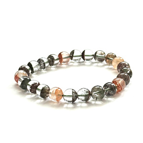 Azeztulit přírodní Křišťál ghost quartz náramek elastický přírodní kámen 8 - 9 mm/ 16 - 17cm přírodní duch křišťálu, vysokofrekvenční energie, kámen světla a jasnosti