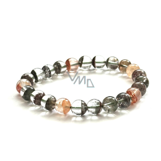 Azeztulit přírodní Křišťál ghost quartz náramek elastický přírodní kámen 8 - 9 mm/ 16 - 17cm přírodní duch křišťálu, vysokofrekvenční energie, kámen světla a jasnosti