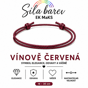 Šňůrkový náramek Síla barev – Vínově červená | Symbol elegance, odvahy a vášně | nastavitelný 16 - 30 cm Šňůrkový náramek Síla barev – Vínově červená | Symbol elegance, odvahy a vášně | nastavitelný 16 - 30 cm