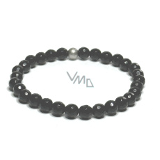 Onyx fazet náramek elastický přírodní kámen, kulička 6 mm / 16 - 17 cm, kámen životní síly