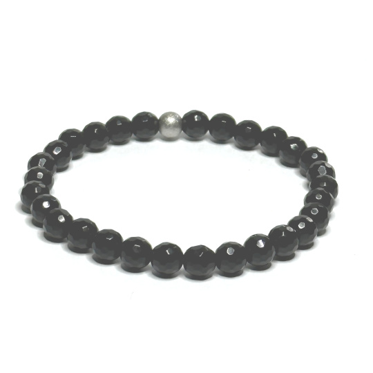 Onyx fazet náramek elastický přírodní kámen, kulička 6 mm / 16 - 17 cm, kámen životní síly