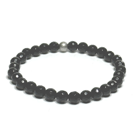 Onyx fazet náramek elastický přírodní kámen, kulička 6 mm / 16 - 17 cm, kámen životní síly