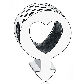 Charm Mužský symbol, srdce, korálek na náramek symbol