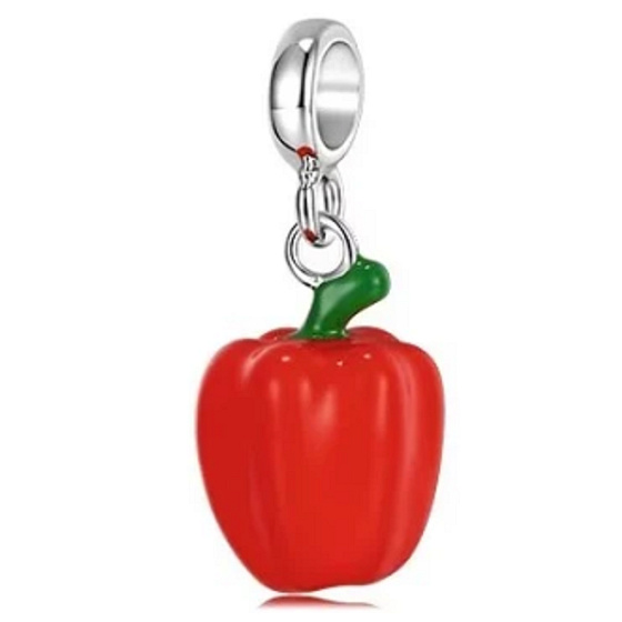 Charm Paprika červená, barevná energie, zdraví a radost ze života přívěsek na náramek jídlo