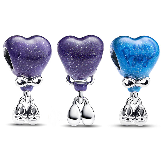 Charm Srdce a botičky, Baby Boy - Chlapeček, mění barvu na teplo, korálek na náramek rodina