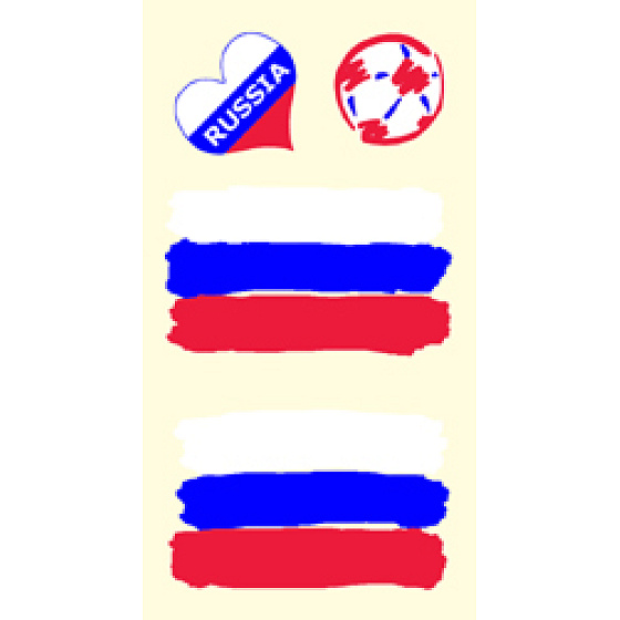 Arch Tetovací obtisky na obličej i tělo Rusko vlajka 1 motiv