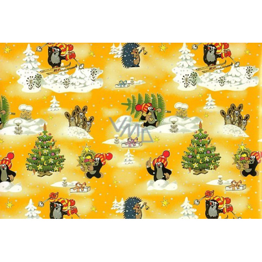 Nekupto Dárkový balicí papír 70 x 200 cm Vánoční Krteček žlutý 1 role Nekupto Dárkový balicí papír 70 x 200 cm Vánoční Krteček žlutý 1 role