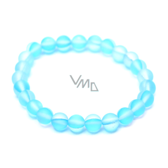 Opalit tyrkysový matný náramek elastický, syntetický kámen kulička 6 mm / 16 cm, pro děti, kámen přání a naděje