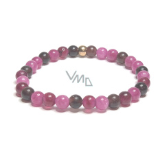Turmalín Rubelit růžový náramek elastický přírodní kámen, kulička 6 mm / 16 - 17 cm, strážce dobré nálady