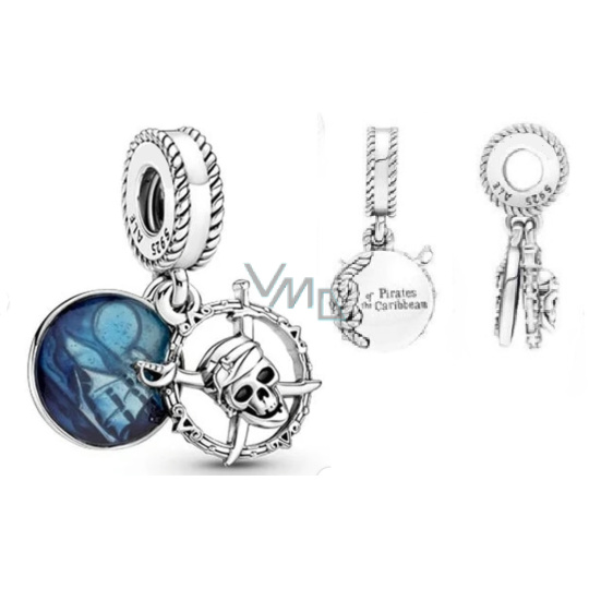 Charm Sterlingové stříbro 925 Disney Piráti z Karibiku 2v1, přívěsek na náramek film Charm Sterlingové stříbro 925 Disney Piráti z Karibiku 2v1, přívěsek na náramek film