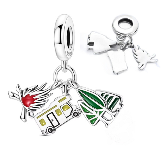 Charm Vanlife – svoboda na kolech, příroda a vlastní tempo, 3v1 přívěsek na náramek cestování