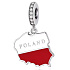 Charm Polsko vlajka - houpající se mapa, přívěsek na náramek cestování