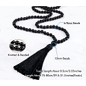 108 Mala Obsidian náhrdelník, meditační šperk, přírodní kámen vázaný, elastický, korálek 8 mm, kámen záchrany