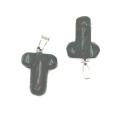 Heliotrop / Bloodstone Penis pro štěstí, přívěsek přírodní kámen ručně broušený cca 11 x 22 mm, kámen odvahy