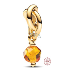 Charm Sterlingové stříbro 925 Propletený fazetovaný kruh věčnosti oranžový, přívěsek na náramek symbol listopad Charm Sterlingové stříbro 925 Propletený fazetovaný kruh věčnosti oranžový, přívěsek na náramek symbol listopad