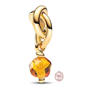 Charm Propletený fazetovaný kruh věčnosti oranžový, přívěsek na náramek symbol listopad