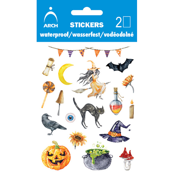 Arch Voděodolné dekorační dětské samolepky Halloween čarodějka 10 x 17 cm
