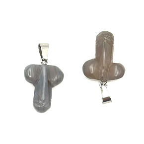Achát Penis pro štěstí, přívěsek přírodní kámen ručně broušený cca 11 x 22 mm