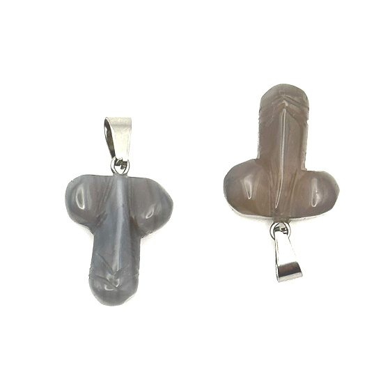 Achát Penis pro štěstí, přívěsek přírodní kámen ručně broušený cca 11 x 22 mm